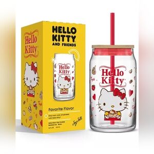 Hello Kitty Glass Tumbler with Straw